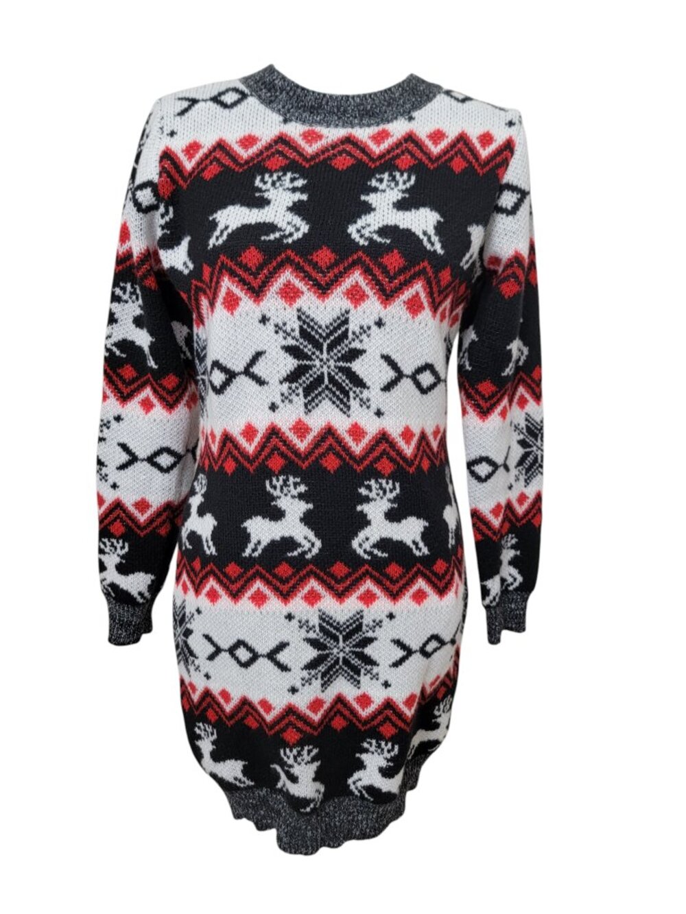 Dancing Yarns Size S Holiday Fair Isle Sweater Dress, Nordic Pattern